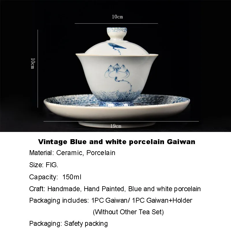 Винтажный Цзиндэчжэнь синий и белый фарфор Лотос китайская гайвань чайный набор кунг-фу чайная чаша мастер чайная чашка креативный чайник 150 мл Новинка