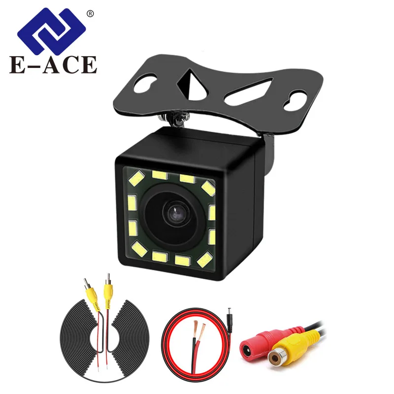 

E-ACE I12 Car Universal Rear View Camera Auto Reversing Parking Line 12 LED Night Vision CCD Chip Waterproof Wide Angle HD Video