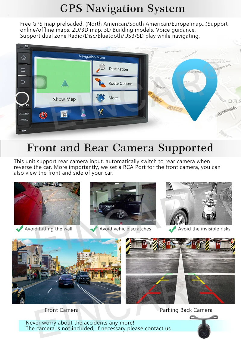 Perfect 7" Double 2DIN Car Stereo Android 6.0 Quad-Core CPU 2GB RAM GPS No-dvd DAB+ 5