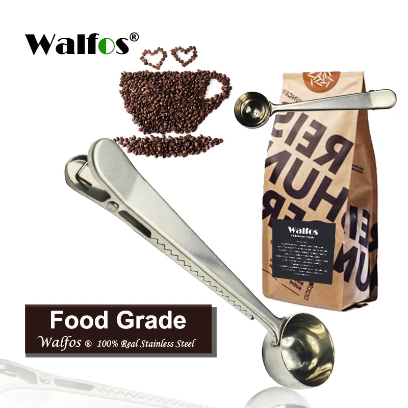 Stainless Steel Coffee Scoop Measuring Spoon With Bag Sealing Clip Kitchen Tools