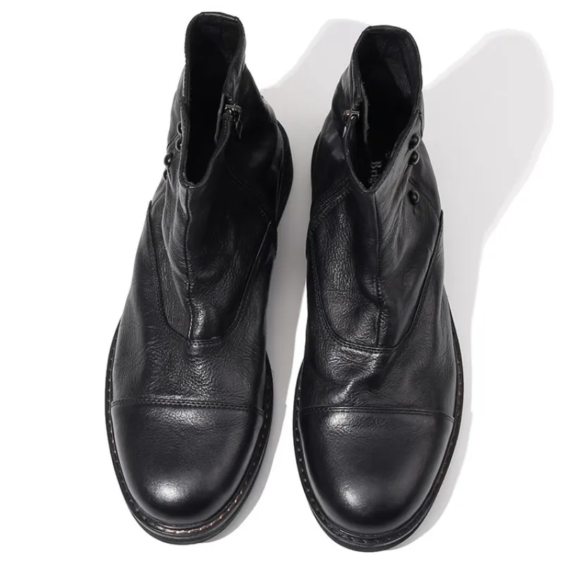 Итальянские мужские Ботильоны ручной работы из натуральной кожи; готическая обувь в стиле панк с заклепками; Мужская мотоциклетная обувь с высоким берцем; Botas