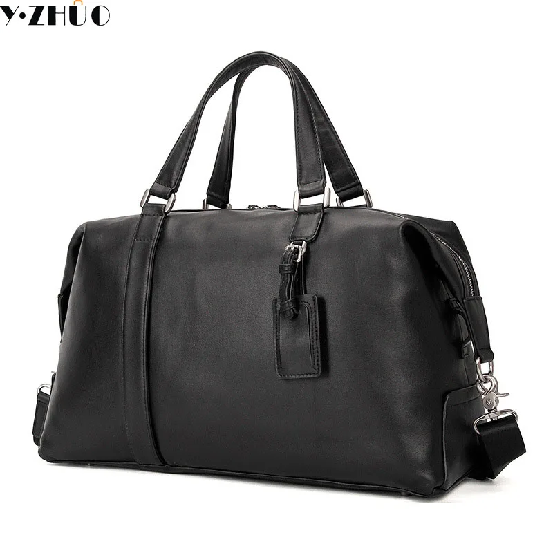 

Y ZHUO genuine leather big travel bags large capacity handbags tote really cowhide leather duffle bag luxury brand shoulder bags