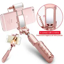 EMS DHL Bluetooth Беспроводная палка для селфи монопод для iPhone Galaxy IOS Android смартфон с светодиодной вспышкой+ зеркало