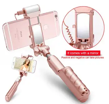 

Free EMS DHL Bluetooth Wireless Selfie Stick Sticks Monopod For iPhone Galaxy IOS Android SmartPhone W/ Led Light Flash + Mirror