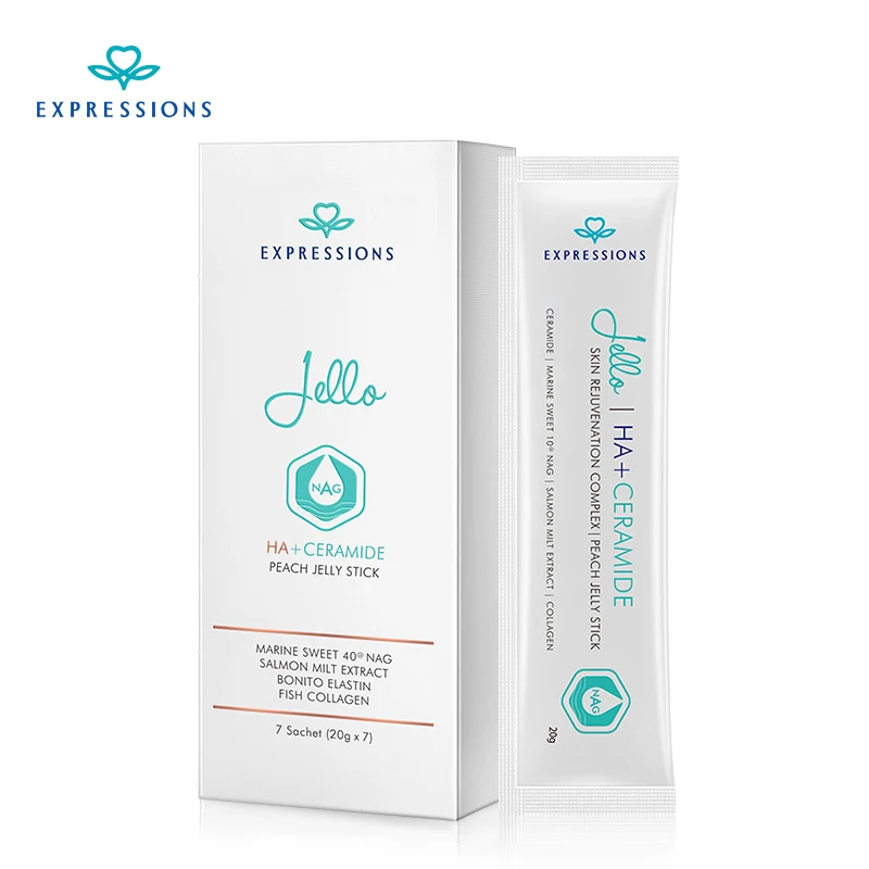 

HA+Ceramide PEACH JELLY STICK Double Anti-aging Effect Promote the Synthesis of Fish Collagen Bonito Elastin Marine Sweet 40 Mag