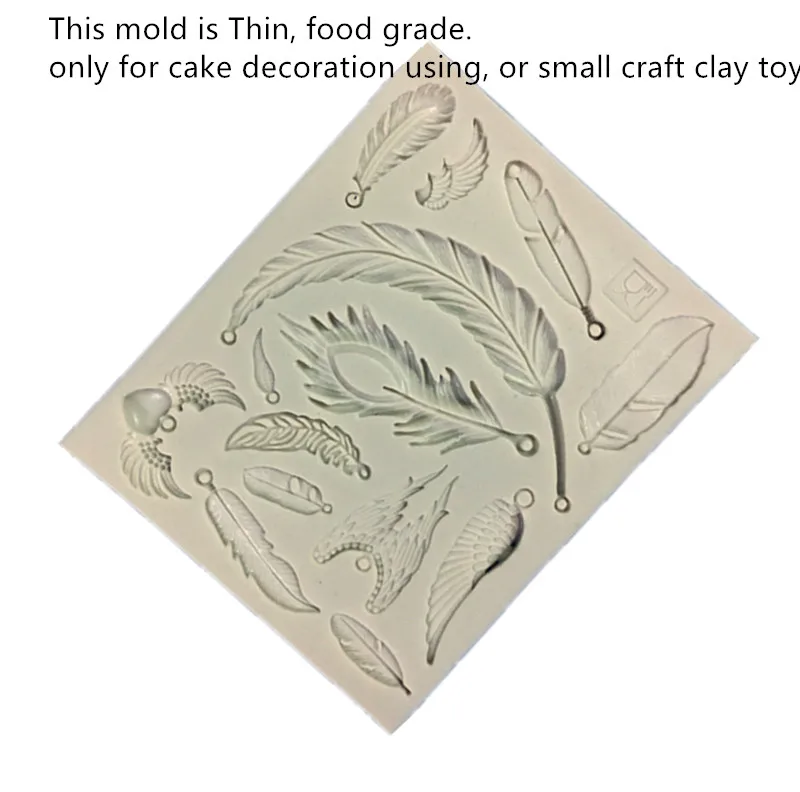 New DIY Multi Feather Modeling Chocolate silicone Mould dripping glue soft Pottery Ceramic Clay Silicone Mold