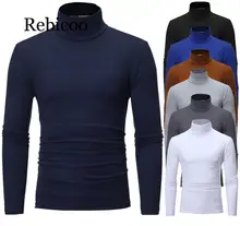 2019 New Autumn Winter Men'S Sweater Men'S Turtleneck Solid Color Casual Sweater Men's Slim Fit Brand Knitted Pullovers brand casual turtleneck sweater men pullovers autumn knitwear