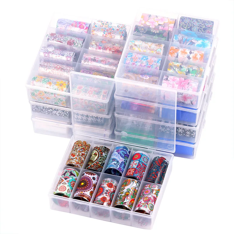 

4*120cm/Roll Nail Foil Set Transparent AB Color Leopard Flowers Nail Art Transfer Sticker Manicure DIY Holo Sticker Decoration