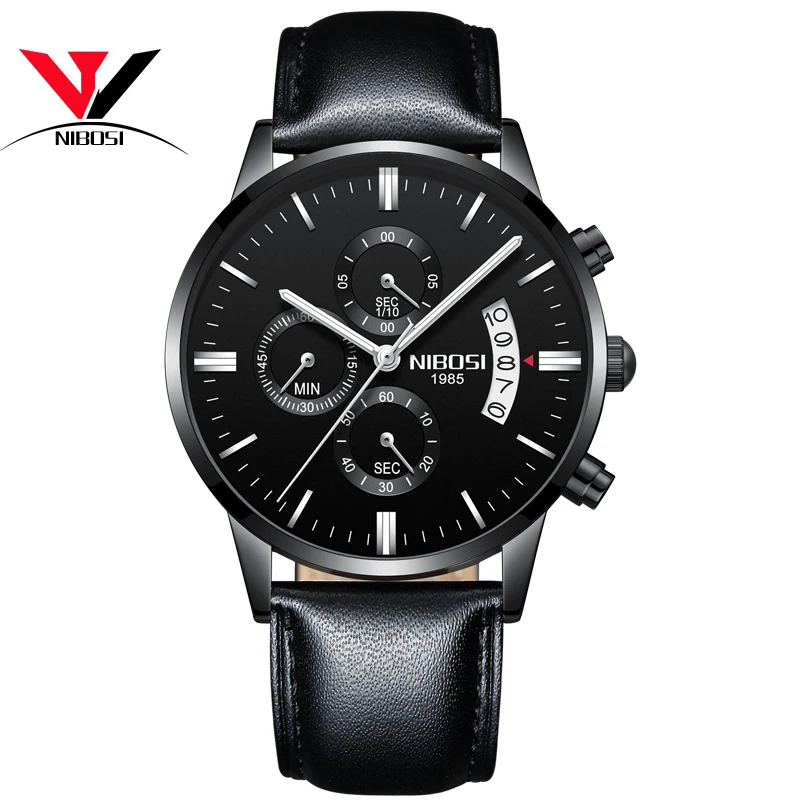 Relogio Masculino Esportivo NIBOSI мужские часы модные с кожаным ремешком и сеткой из