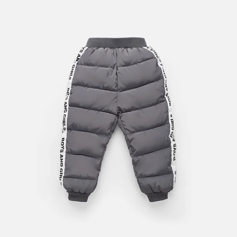 AD с хлопковой подкладкой для маленьких мальчиков теплая Термальность зимние штаны для малышей детские брюки - Цвет: Gray and white