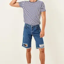 Trendyol Индиго мужские destrroylu новые шорты TMNSS19KE0008