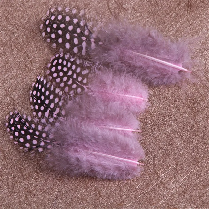 Уникальные окрашенные перья цесарки оперение перья для поделок жемчужные Пятнистые Перья фазана для изготовления ювелирных изделий - Цвет: Pink