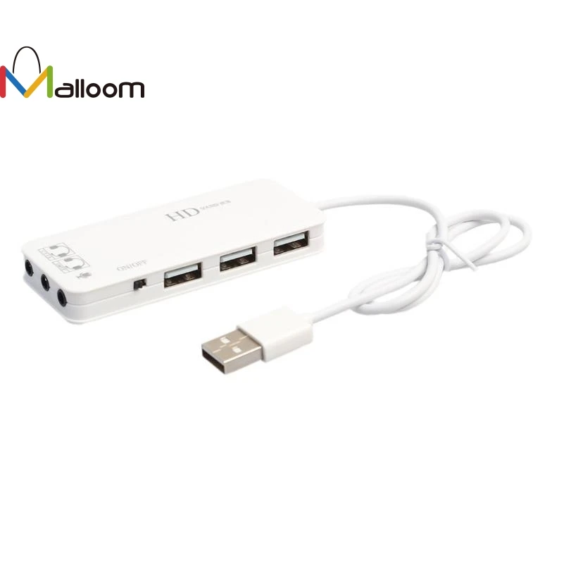 Malloom Новое поступление usb-хаб 3 порта стерео DJ внешняя звуковая карта гарнитура микрофон адаптер для ПК ноутбук USB 2,0 концентратор#20