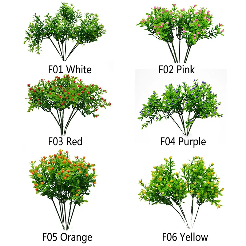 6 шт./лот) 6 цветов, свадебный Декор для дома, садовые искусственные растения, ненастоящие, пластиковые, Миланская трава, листва, растение, дерево