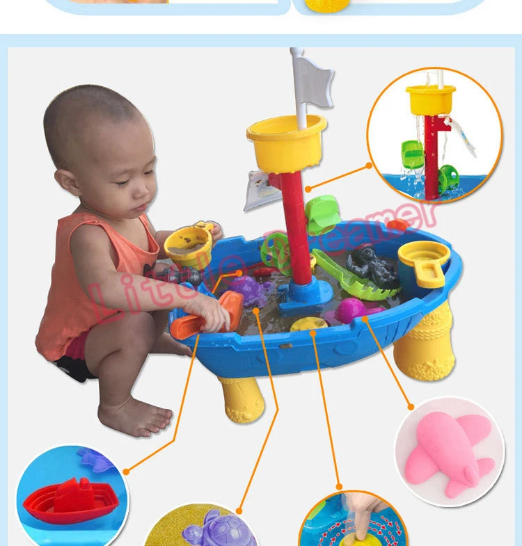 Brinquedos de Praia Verão à Beira-mar Navio Pirata Plástico Crianças Água Areia Jogo Ferramentas Banho Conjunto 24pcs 5 banho jogo conjunto 24pcs areia água jogo
