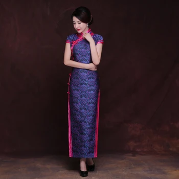 

New Chinese Traditional Dress retro pattern style robe Long wedding party Cheongsam Dresses Vintage Qipao Women oriental gown