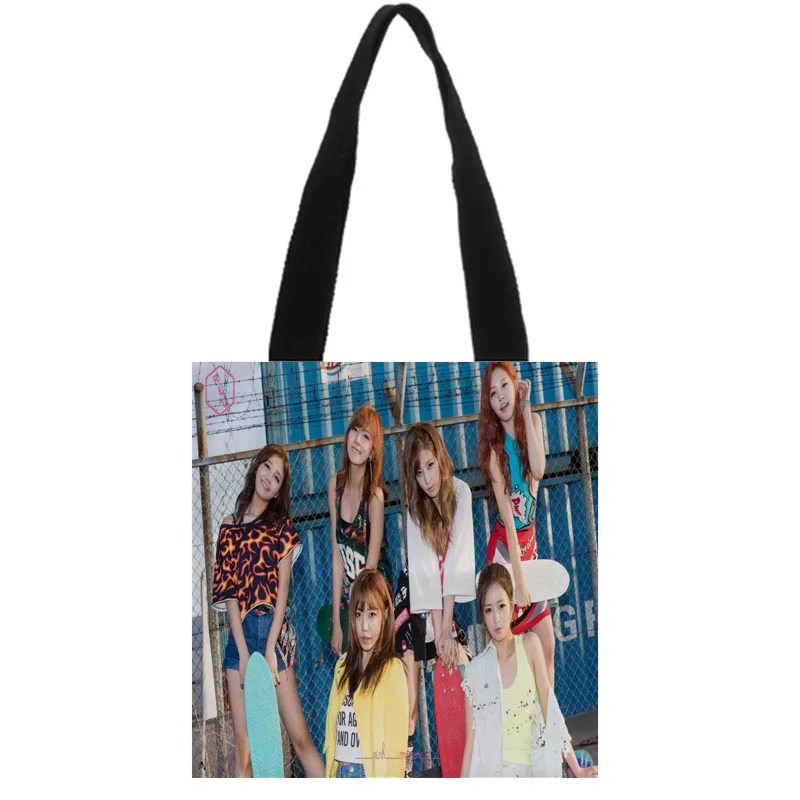 

New Custom KPOP A Pink Canvas Shoulder Tote Bag Simple environmentally friendly portable handbag Cotton women bag