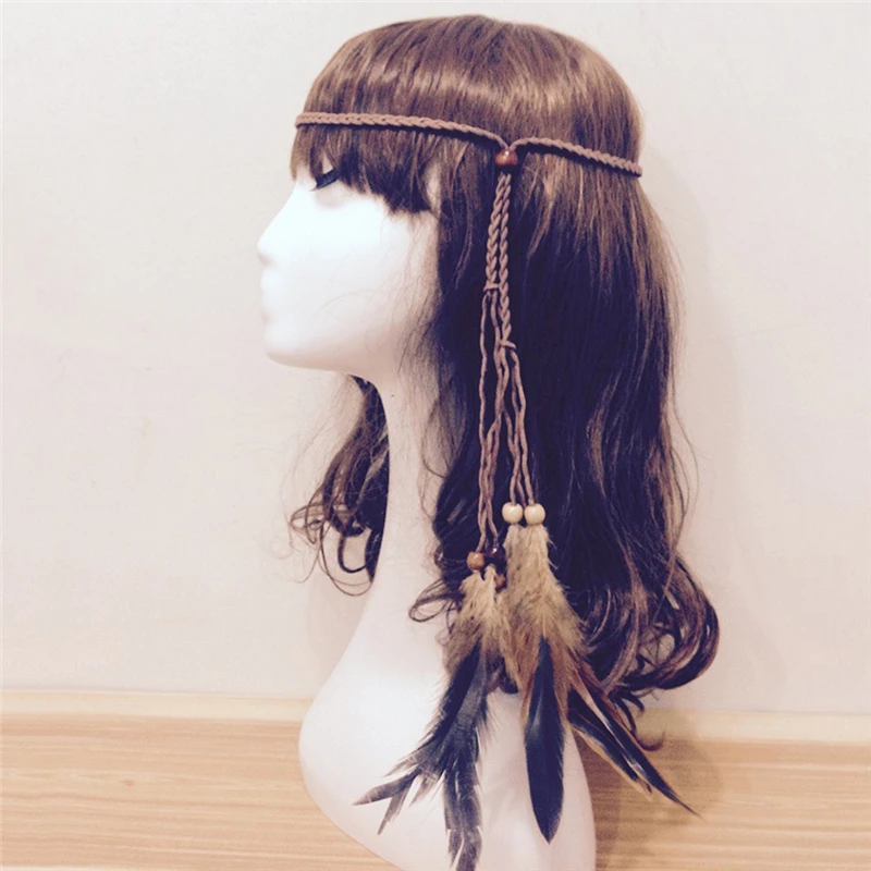 

Feather Headband Women Festival Feather Headband Hippie Headdress Hair Accessories Boho Peacock Feather Headdress 1Pc