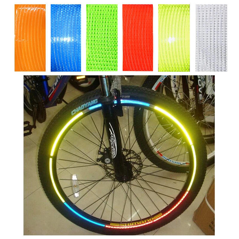 

OUTERDO 1pc Bicycle Reflector Fluorescent MTB Bike Bicycle Sticker Cycling Wheel Rim Reflective Stickers Decal Tapes Accessories