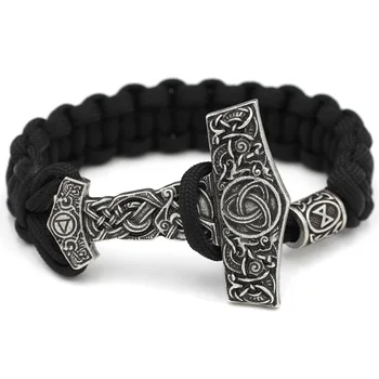 

Men Viking Rune Thor Hammer Amulet Hammer Scandinavian Odin Symbol Knot Bracelet