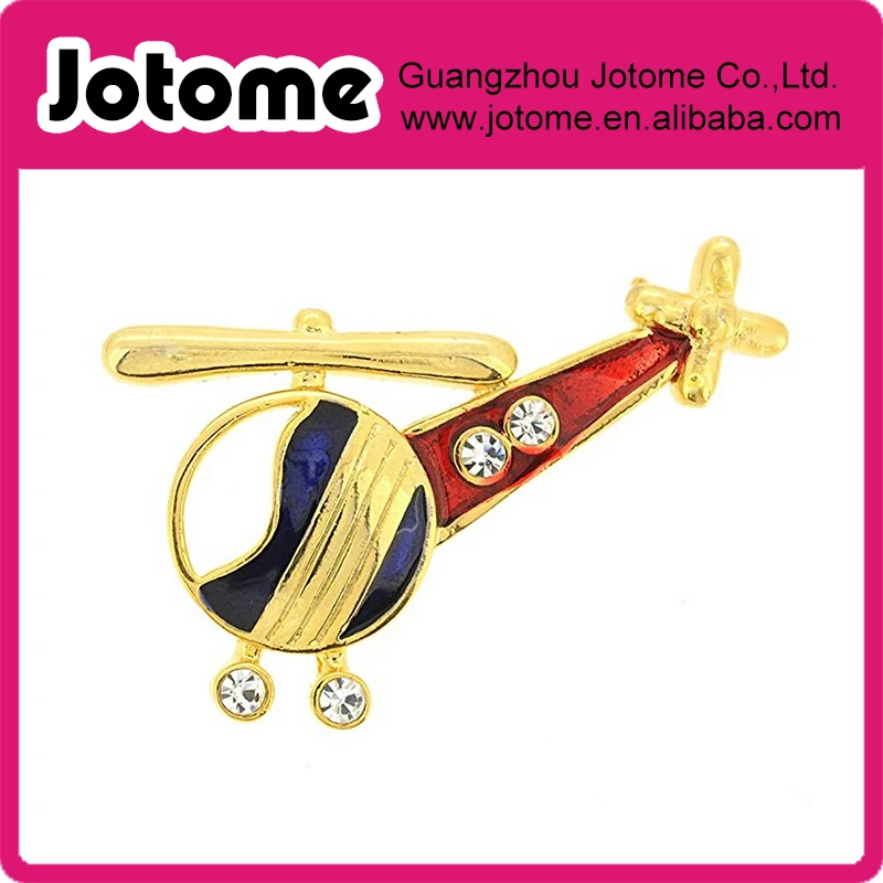 

Red Blue Helicopter Copter Crystal Airplane Brooch Pin