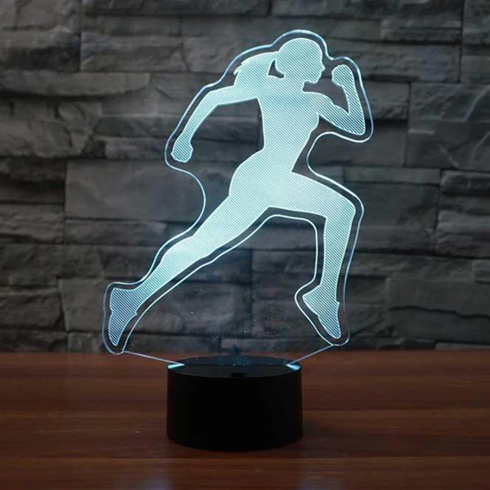 

Creative 7 Colors Night Light Led Vision Female Runners Desk Lamp USB Running Modelling Lighting Fixtures Home Decor Kids Gifts