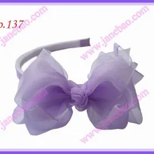 Новинка 300 шт 3,5 ''повязки на голову из органзы Шелковые повязки на голову для девочки популярные заколки для волос