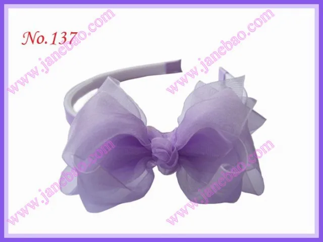 

free shipping 2017 Newest 300pcs 3.5'' organza headbands silk girl headbands girl hairbands popular hair clips whosale