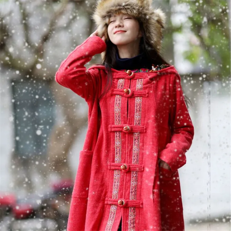 BOHOCHIC Original Vintage Ethnic Embroidered Bohemian Elegant Winter Parka Women Plus Size Female Coat Free Shipping AB0130D