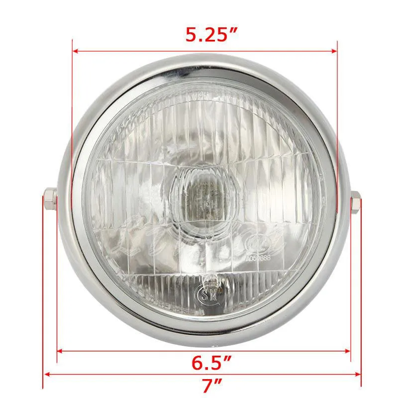 

12V Chrome Motorcycle Metal Retro Halogen Front Headlight For Honda CG125 GN125 Cafe Racer Bobber Custom