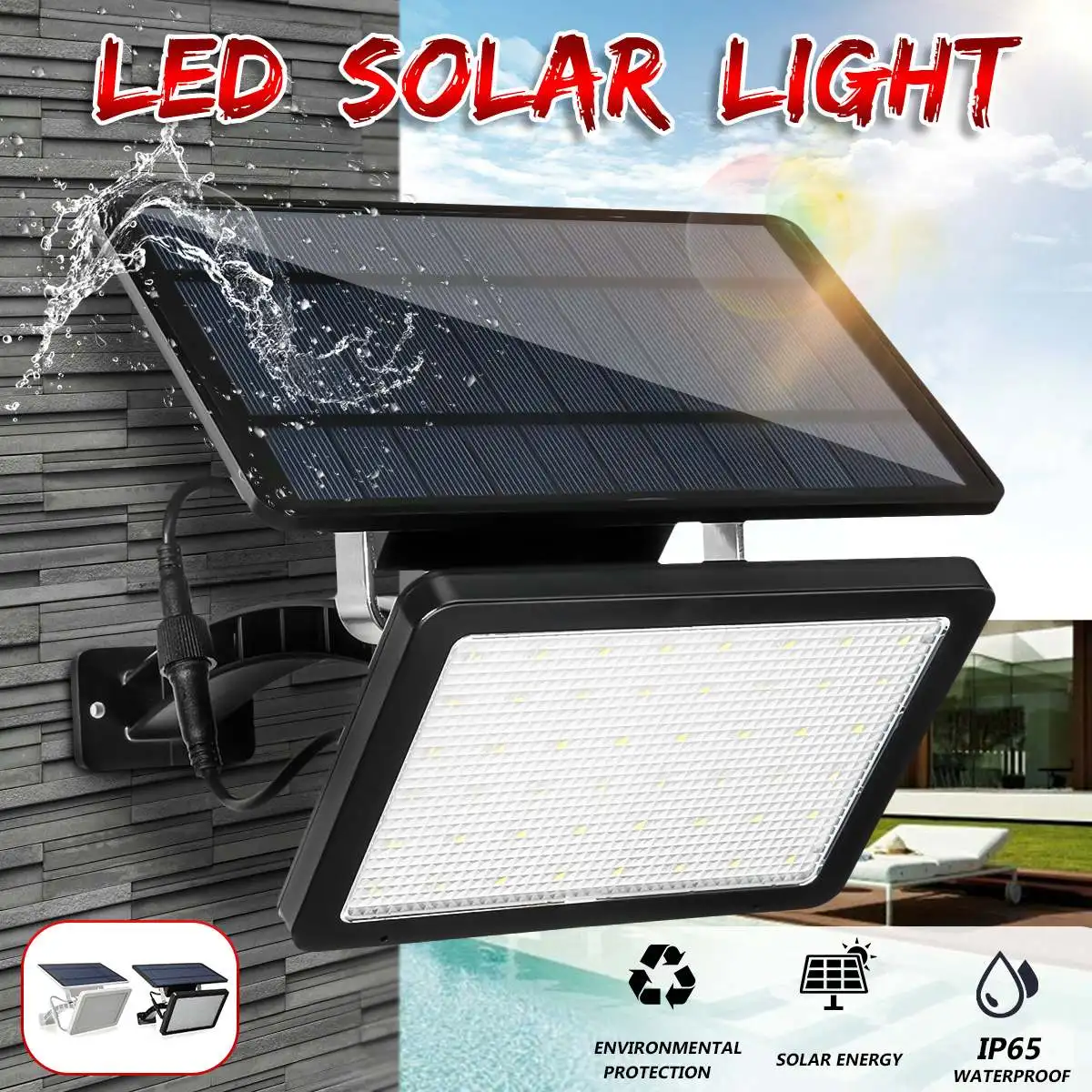 

Solar Light for Garden Waterproof Outdoor Lighting LED Solar Panel Powered Lamp Energy Saving Pathway Yard Security Flood Lamp