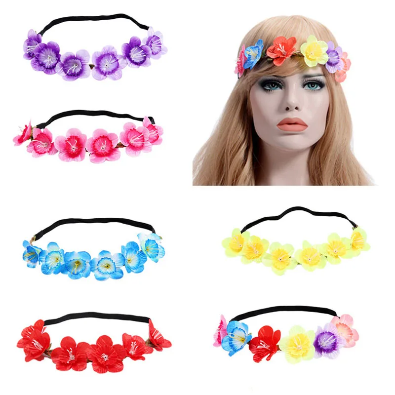 

Wedding Bridesmaid Bride Tourism Rose Wreath Headband Artificial Flower Hair Bands Photo Taking Women Girls Decor