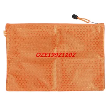 

1PCS Orange PVC Lining Hexagon Printed Zip Up A4 Paper File Document Bag 9.3" Wide