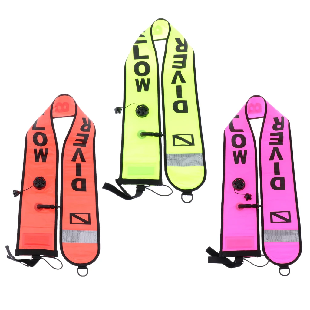 

Double Sealed Safety Scuba Diver Markers Surface Singal Buoy Reflective Dive Band with Stainless Steel D-ring