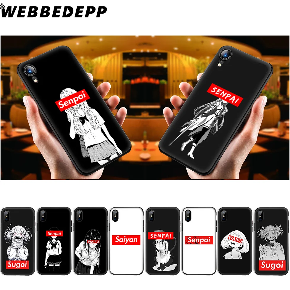 WEBBEDEPP Sugoi Senpai Anime waifu Soft Silicone Case for iPhone 11 Pro Xr Xs Max X or 10 8 7 6 6S Plus 5 5S SE |