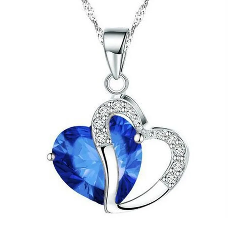 

2018 Fashion Peach Heart-Shaped Lady Pendant Necklace Simple Temperament Natural Purple Crystal Zircon Clavicular Chain