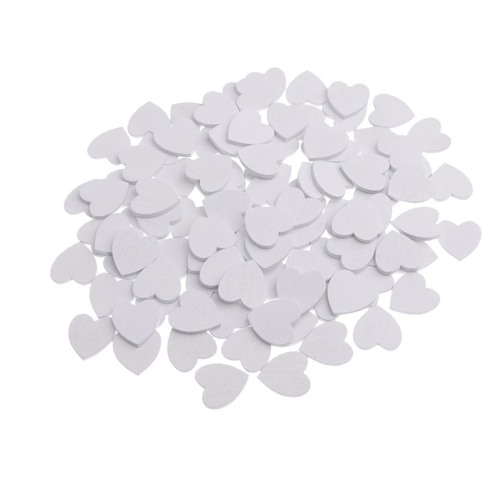 100 Pieces 20mm Mini White Blank Heart Wood Slices Discs Wood Heart Love Shapes Crafts Supplies Wedding Decoration Ornaments