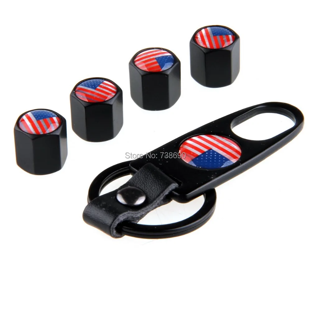 POSSBAY 1Set Car Styling Tire Valve Caps Stem America Flag Car Wheel