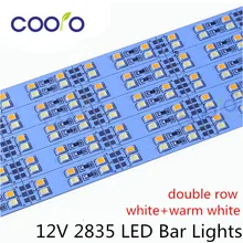 10 шт./лот DC12V 2835 Светодиодный светильник двухрядный двухцветная температура белый+ теплый белый 2835 0,5 м светодиодный светильник