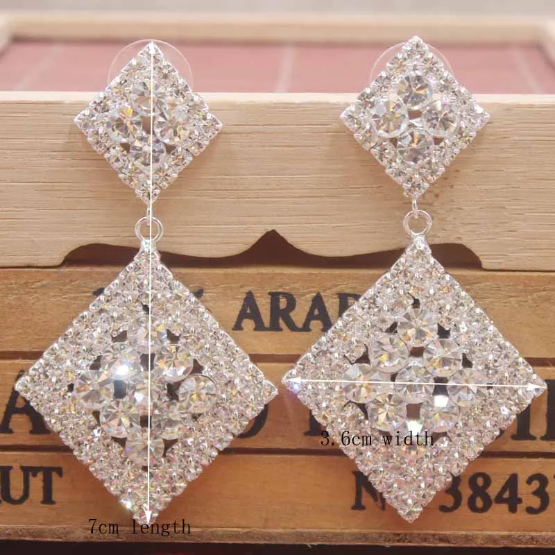 Zerong Multi rhinestone dangling earring gold crystal stone earring silver shiny women earring wedding /party deoration earring