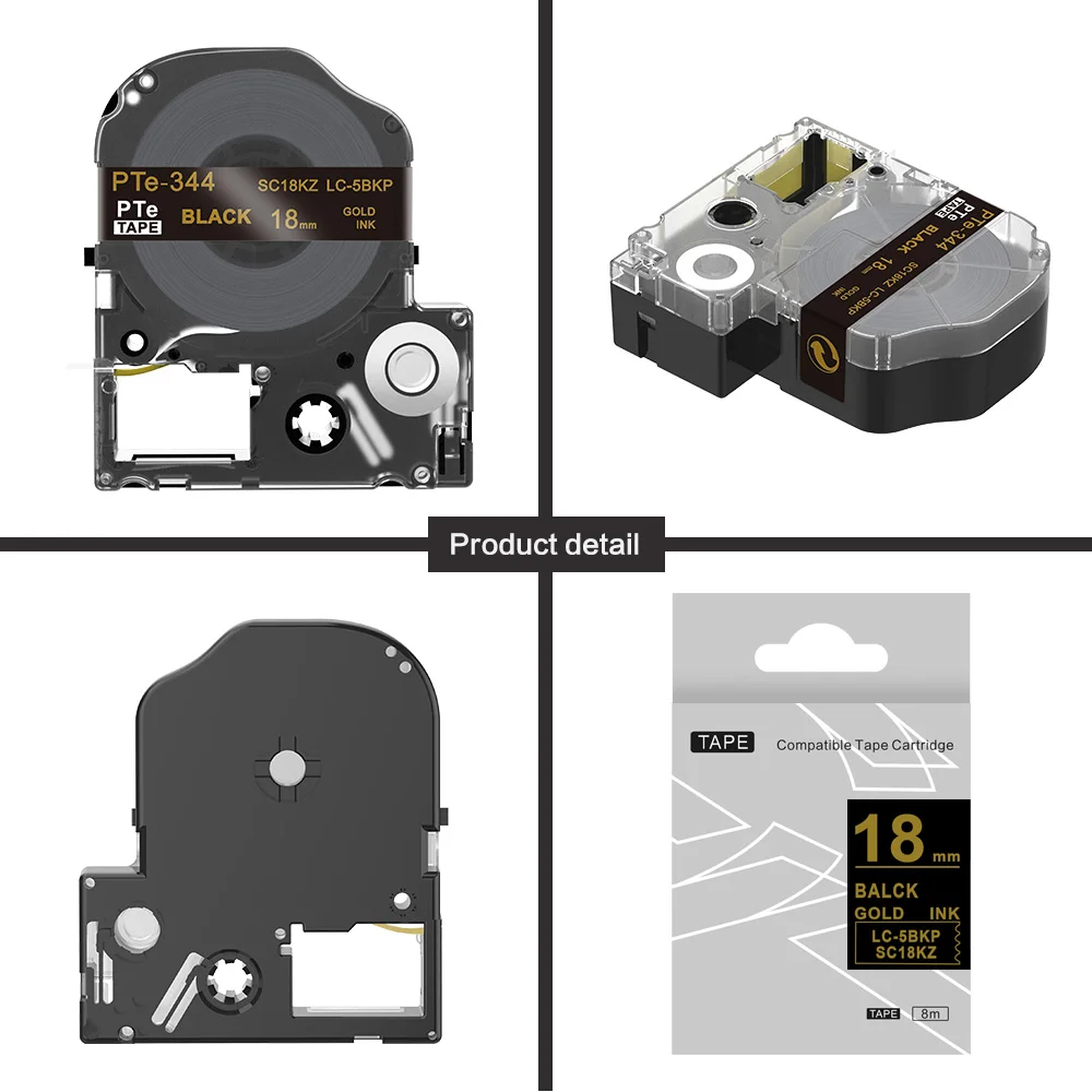 5 шт. SC18KZ LK-5BKP лента термопереноса золото на черном 18 мм лента для маркировки для KingJim/Epson SR180 SR150 ручная машинка