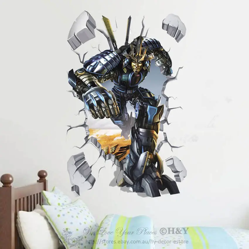 3D разбитая стена autobot drift съемные детские настенные художественные наклейки