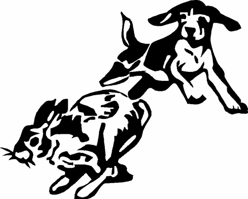 Забавная виниловая наклейка Beagle Chase Rabbit Dog Jew181 16x16 см