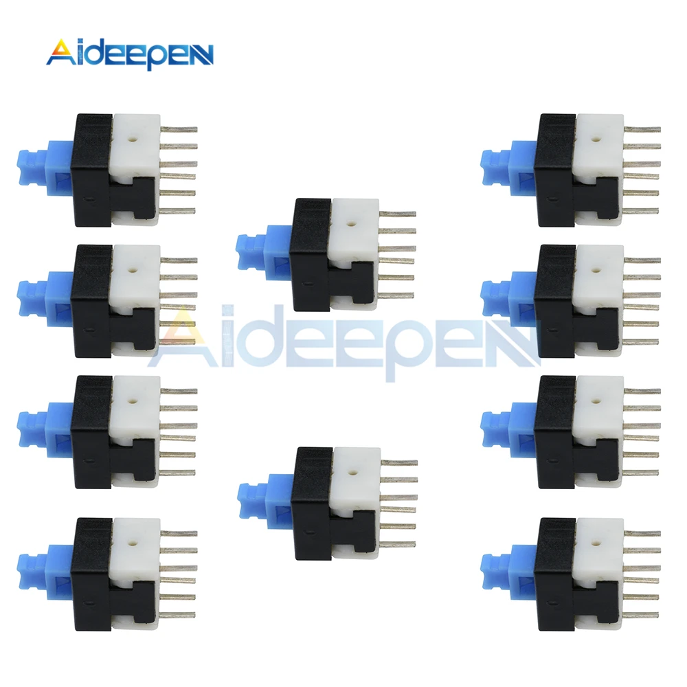 

20Pcs Square 8x8mm 6 Pin DPDT Mini Push Button Blue Cap Self-locking Switch Multimeter Switch