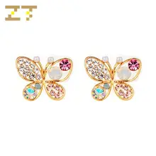 Лидер продаж, модная полая бабочка с искусственным жемчугом, красочные хрустальные золотые серьги-гвоздики для женщин, ювелирные изделия Bijoux Oorbellen Brincos
