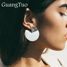 EK2118 европейский и американский бренд, блестящие металлические круглые серьги-гвоздики для женщин, массивные ювелирные изделия, Простые Вечерние ювелирные изделия