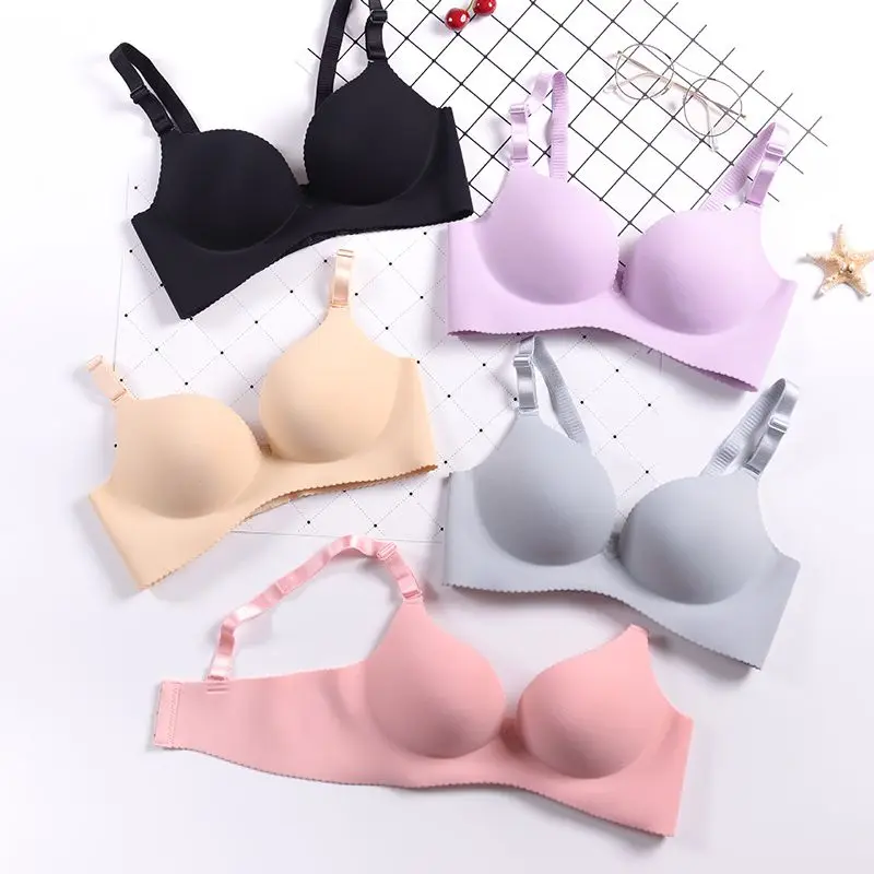 

Solid Deep U Cup Bras Wire Free Bralette Female Underwear Women Push Up Lingerie Seamless Bra