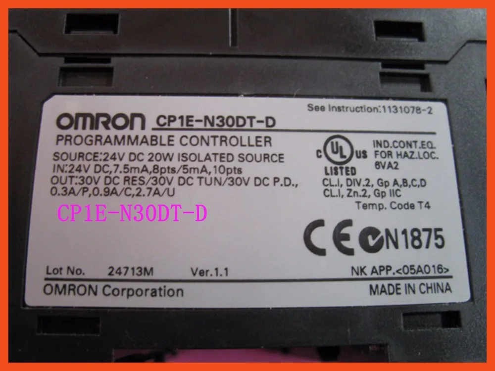 

Motor controller N30SDT-D N30SDT CPU for Omro CP1E-N30SDT-D DC 24V PLC Controller input18 point Transistor output12 point CP1E