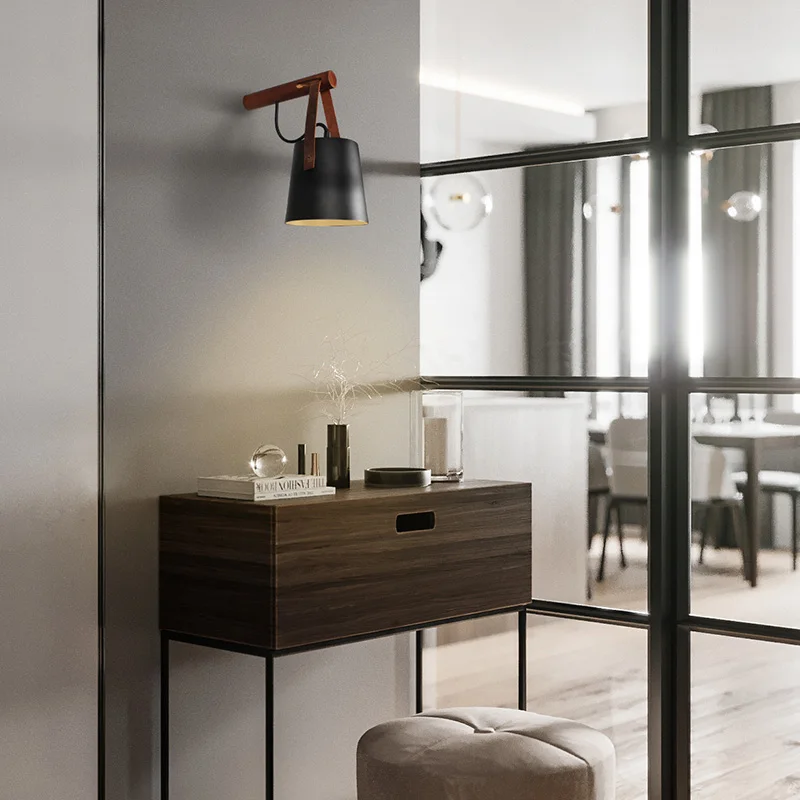 Новая Скандинавская Светодиодная E27 деревянная настенная лампа для чтения в спальне прикроватная креативная Гостиная прохода лестница лампа зеркальные фары