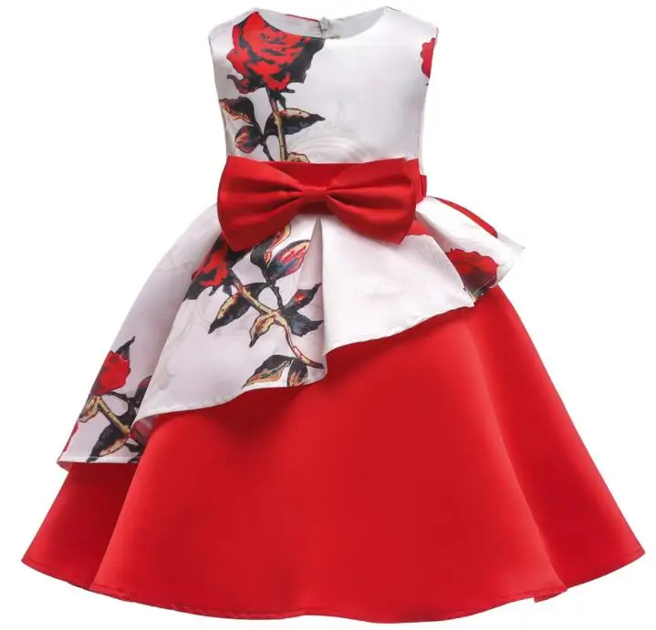 Одежда для детей от 2 до 10 лет Детское платье принцессы в полоску с бантом для девочек, праздничное розовое платье с цветочным рисунком для девочек